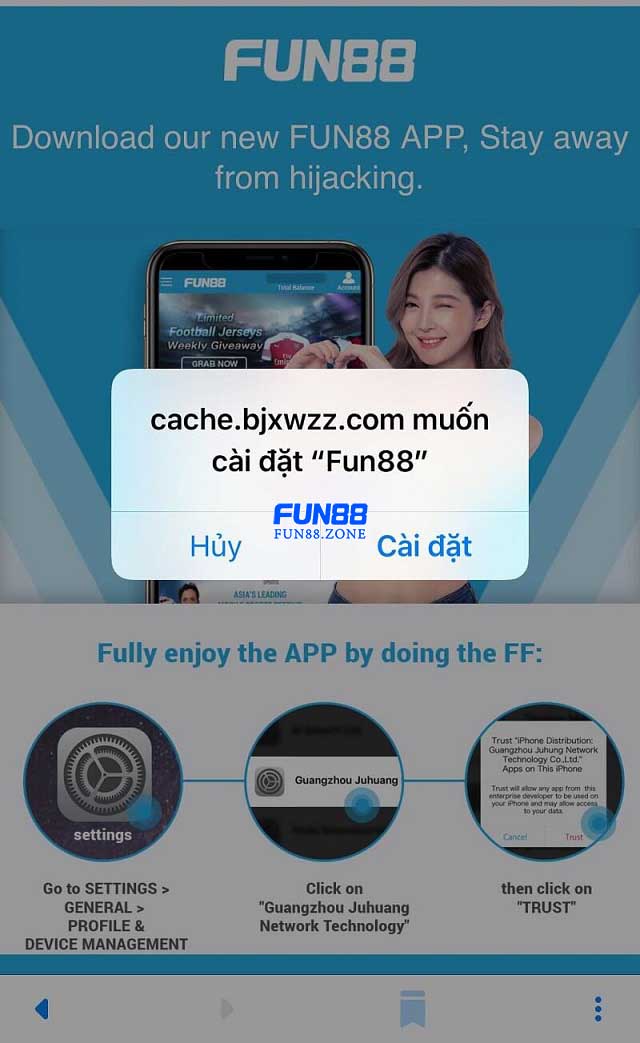 Hướng dẫn tải ứng dụng Fun88 về điện thoại iOS